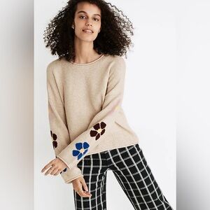 Madewell Floral Sleeve Pullover Sweater